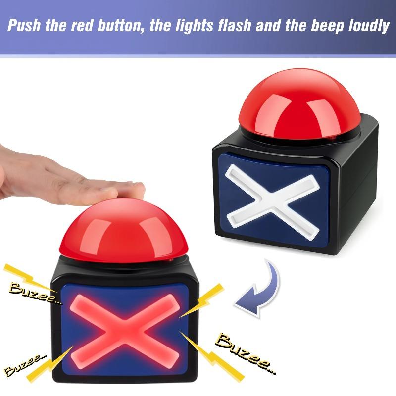 Glitter Cheer Tools Light-Up Sound Buzzer Button Trivia Games - Durable Plastic Ideal for Family Quiz Night and Entertainment