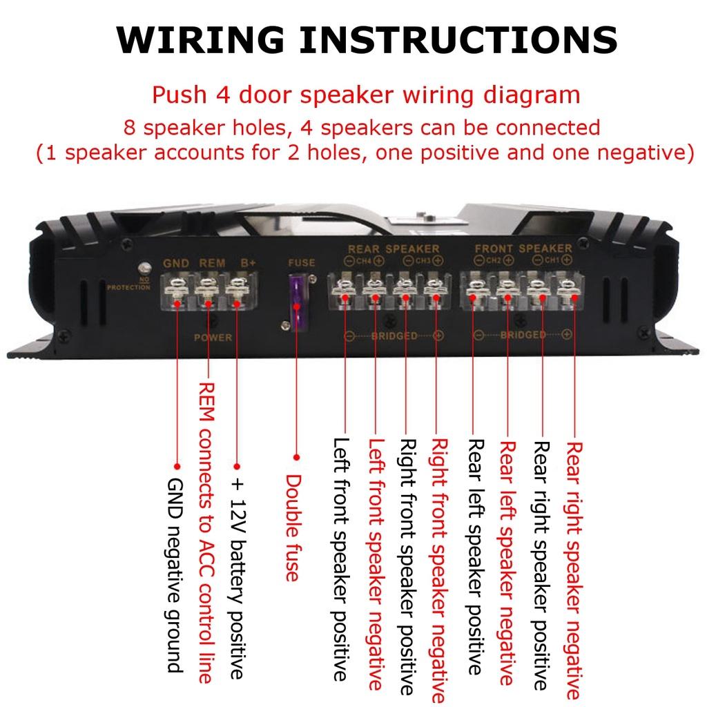 Aluminum Alloy Car Amplifier Multichannel Powerful Car Audio Amplifier Vehicle Power Stereo Amp 3800W Car Sound Amplifiers