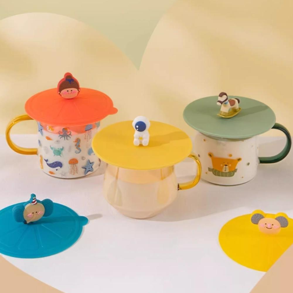 Heat-Resistant Sealed Lids Leak Proof Suction Cup Cover Cute Dustproof Cup Cover  Tea