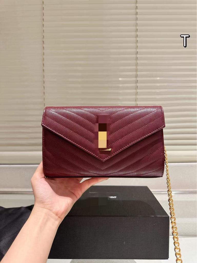 YSL Classic Diamond Envelope Bag: Versatile Women's Caviar Leather Crossbody with Ball Grain Design.