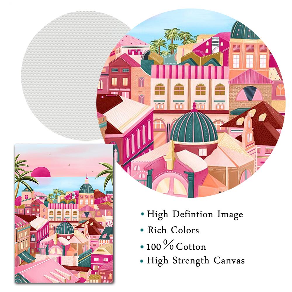 Pink Dubrovnik Osaka Castle Cherry Blossom Japan Wall Art Canvas Painting Nordic Poster And Prints Picture For Living Room Decor