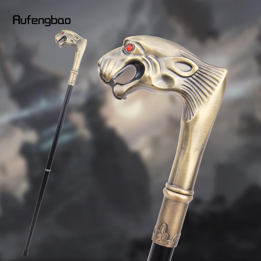Copper Leopard Red Eye Luxury Fashion Cosplay Walking Stick Party Decorative Cane Elegant Crosier Knob Stick 92cm