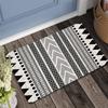 Black White Geometric Stripe Doormat Non Slip Indoor Outdoor Boho Ethnic Welcome Rug Minimalist Abstract Pattern Carpet