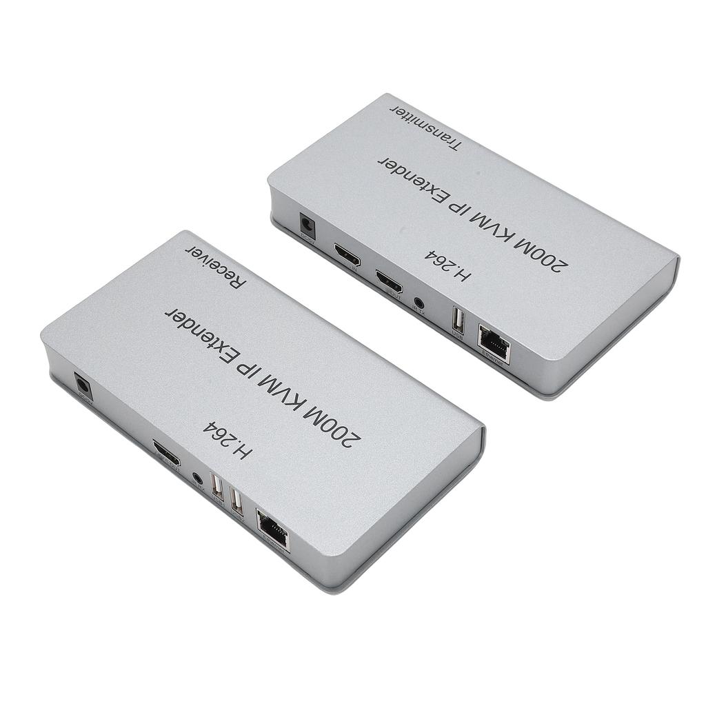 KVM HD USB Extender with Wide IR Over Cat5e Cat6 656.2ft RJ45 KVM Over IP HD Extender for PC HDTV Display US Plug