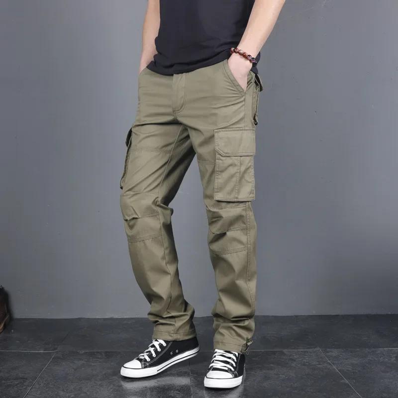 Spring and Summer Men s Trousers Casual Pants Overalls Fashion Loose Straight Cotton Pants for Male Trouser M