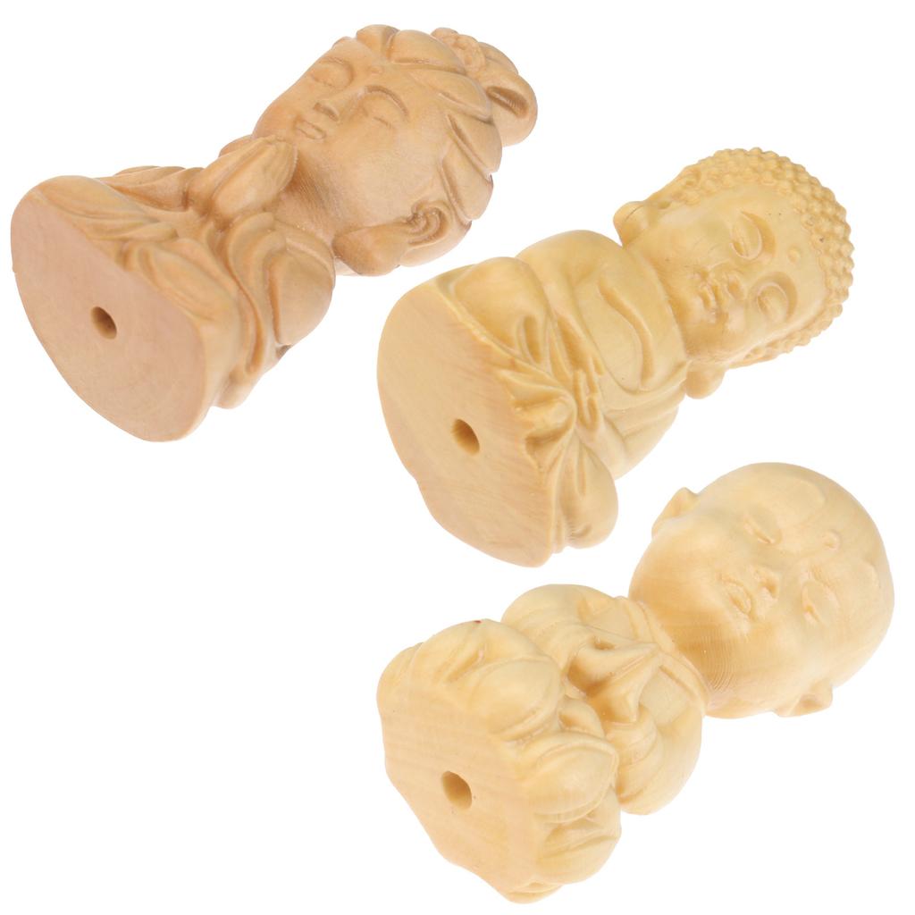 3Pcs Buddha Avalokitesvara Mini Statue Set Hand Carving Figurines for Zen Home Office Decoration Flower Pot Micro Decoration