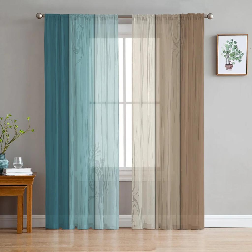 Vintage Holz Textur Moderne Vorhänge für Wohnzimmer Transparente Tüll Vorhänge Fenster Sheer Für Die Schlafzimmer Zubehör Dekor