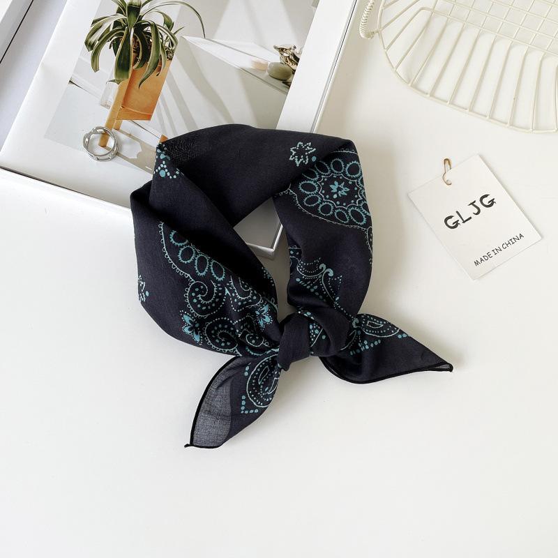 55 Cotton And Linen Headscarf Summer And Autumn Floral Silk Scarf Sweet Versatile Square Scarf Small Scarf Women'S Thin Decorative Silk Scarf