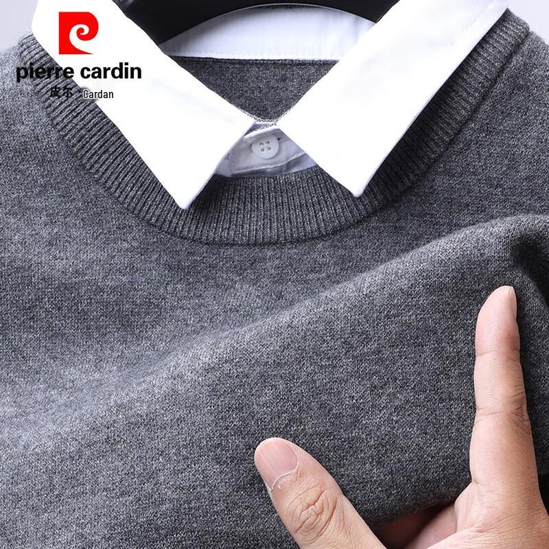 Pierre Cardin Men's 100% Pure Wool Faux Two-Piece Sweater