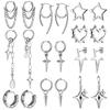 10 Paires Boucles d'Oreilles Créoles Pendantes Emo Punk Y2K Boucles d'Oreilles Boucles d'Oreilles Chaîne à Piques Étoilées Musique Coréenne Pour Hommes Femmes