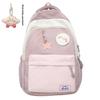 Blocked Cute Color Star Collage Student Backpack And Shoulder Bag With Pendant