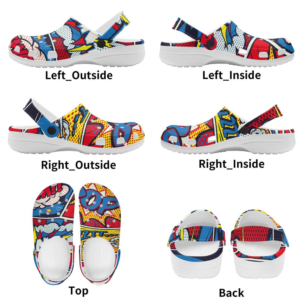Color Print EVA Garden Clogs Women Men Lightweight Breathable Slip On Shoes Beach Pool Bathroom Home Sandals Home Outdoor Use