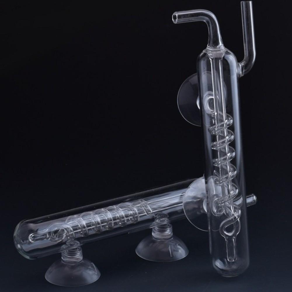 Glass CO2 Bubble Counter with Suction Cup Dioxide Reactor Spiral Bubble Counter  Fish Tank