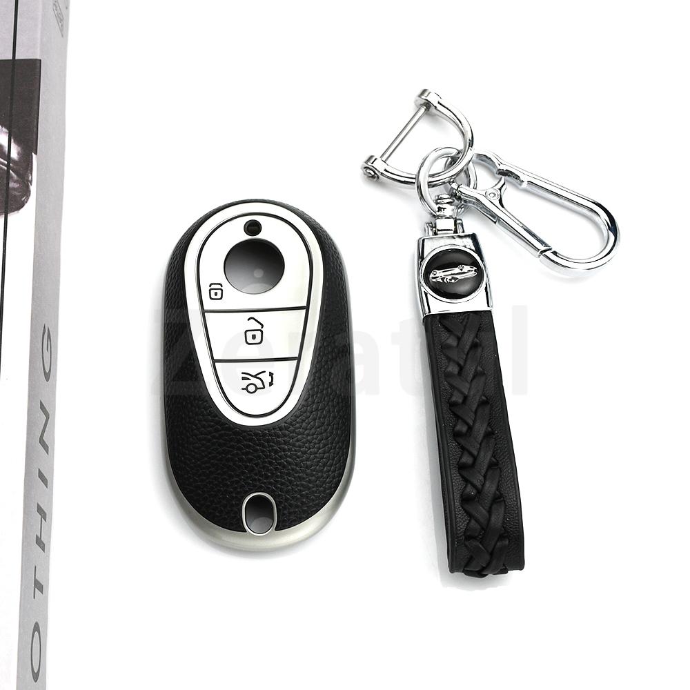 Tpu Leather Auto Car Key Case Cover Keyless Holder For Mercedes-Benz C S Glc Eqe Eqs Class W223 X254 V297 V295 W206 S206 X206