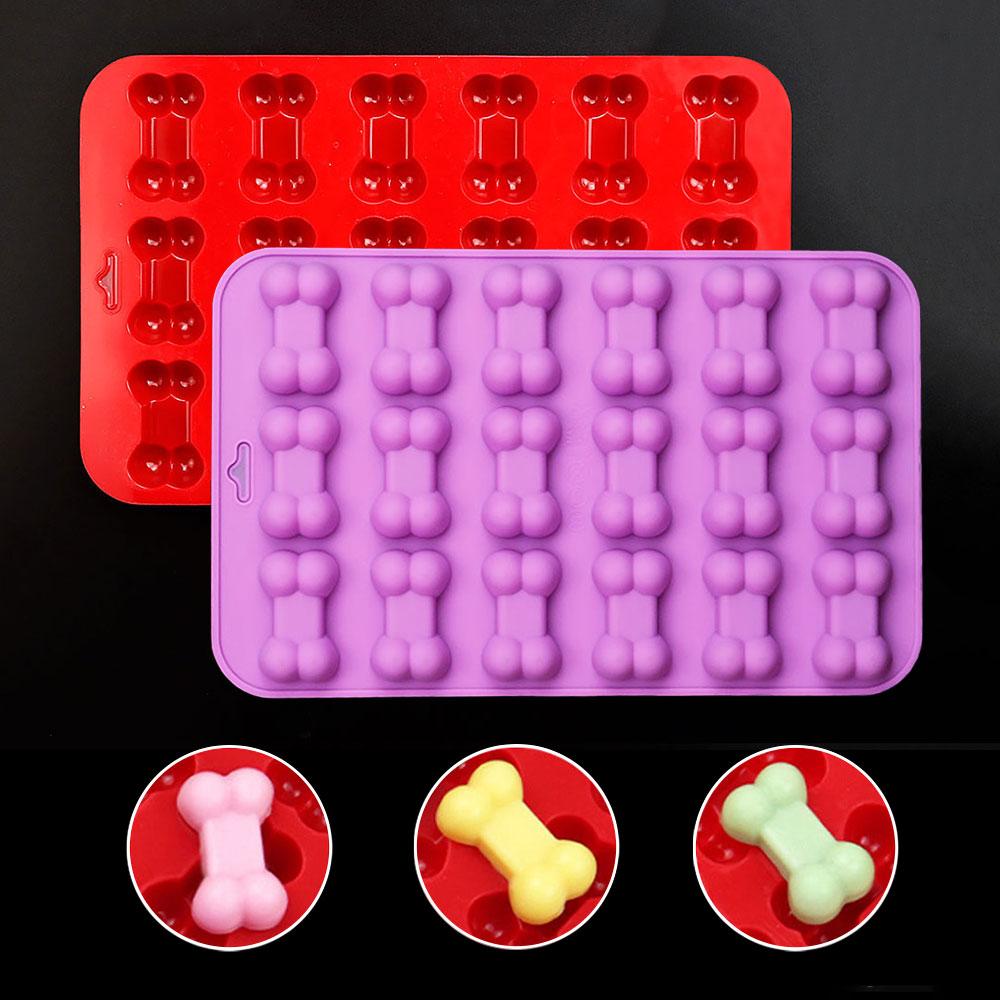 Silikon Welt Hundeknochen Silikon Schokoladenformen Haustier Leckerli Kekse Süßigkeiten Kuchen Backform Eiswürfelform Feuerlack Wachspartikelform