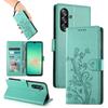 For Samsung Galaxy A26 5G Wallet Case Butterfly Floral Imprint PU Leather Phone Cover with Wrist Strap