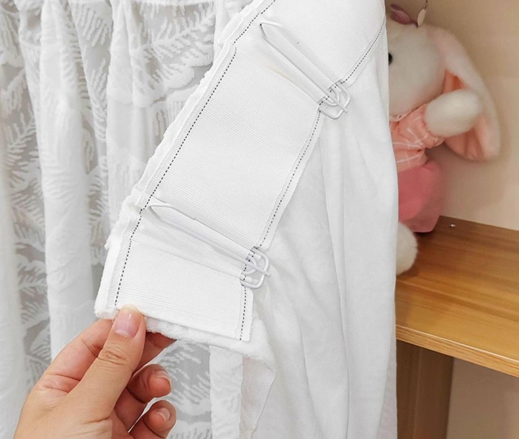 Horizontal Wardrobe Curtain with Rail - Sheer Dust Cover & Decorative Pull, No-Drill Installation.