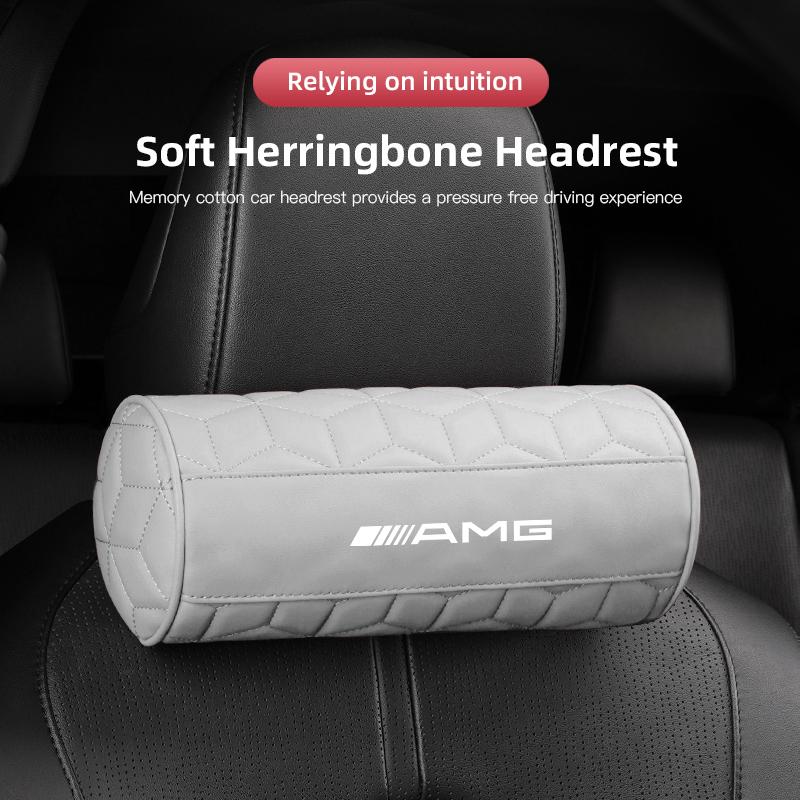 Car Leather Headrest Seat Head Support Neck Pillow For Mercedes Benz AMG A B C E G CLA W211 W203 W204 C260 E300L A200L GLC300 BA3