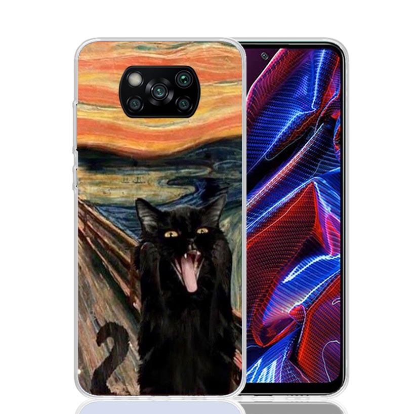 Black Cat Cartoon Cute Case Phone Cover for Xiaomi Redmi Note 10 9 9S 8 8T 7 5 Pro Mi 12T 11T 10T 9T 12 11 Lite A3 A2 Trend Fund