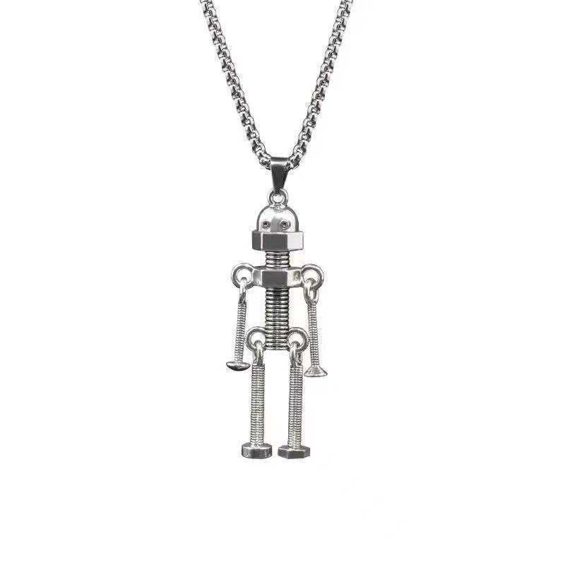 Screw Robot Pendant Necklace: Trendy Unisex Hip Hop Chain for Men, Women, and Kids