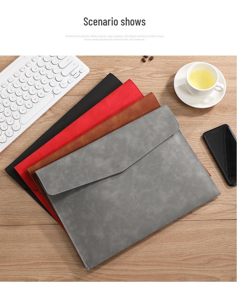 A4 Leather Waterproof Briefcase Folder with Large Capacity for Business Meetings
