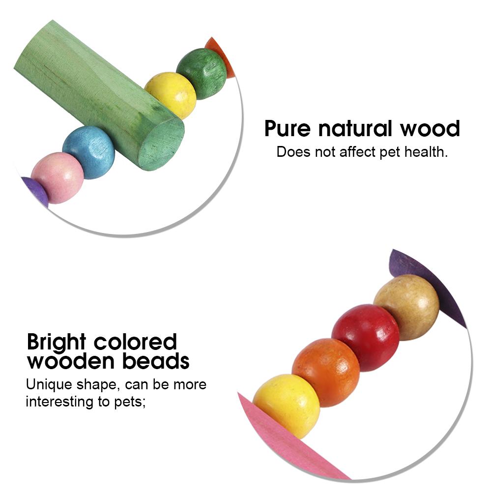 Colorful Natural Wood Beads Climbing Ladder Swing Parrot Toy Stand Bar Parrot Supplies