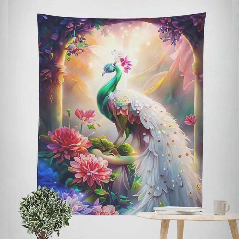 

Красивый декоративный гобелен с павлином, украшение для дома, стены, офиса, гостиной, гобелен 100x75cm