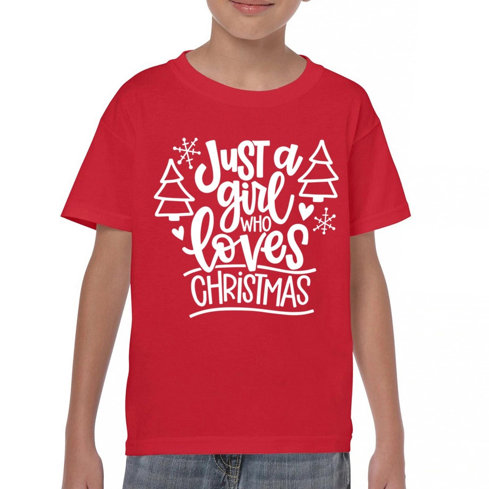 Girl Who Loves Christmas Youth kids boys T-Shirt Xmas Holiday Spirit Jolly Cozy Kids 160