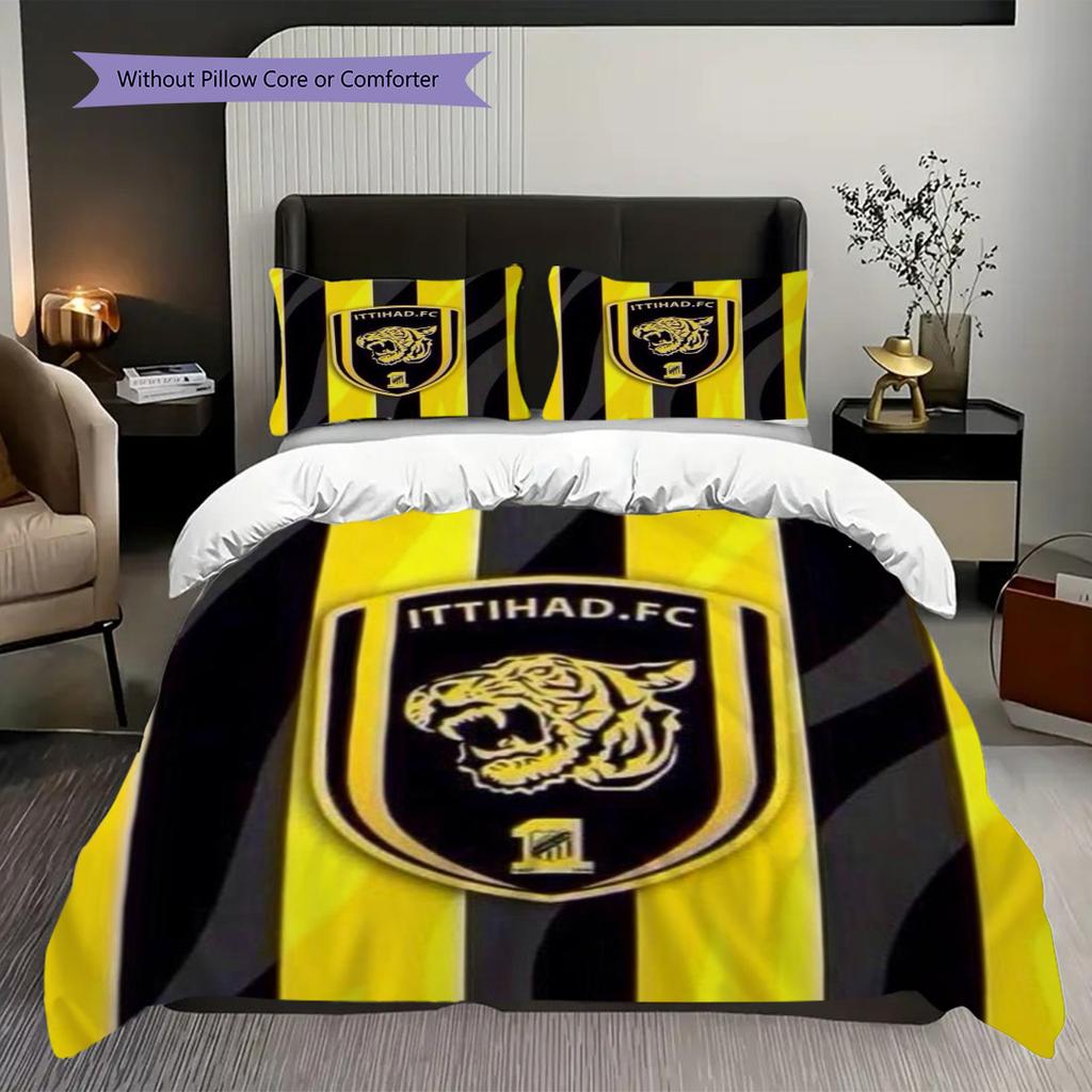 Bold Tiger Emblem Shines Bright Three-piece Set (1 * Duvet Cover + 2 * Pillowcase, Without Core) 2D Flat Christmas Birthday Gift Bedding Set