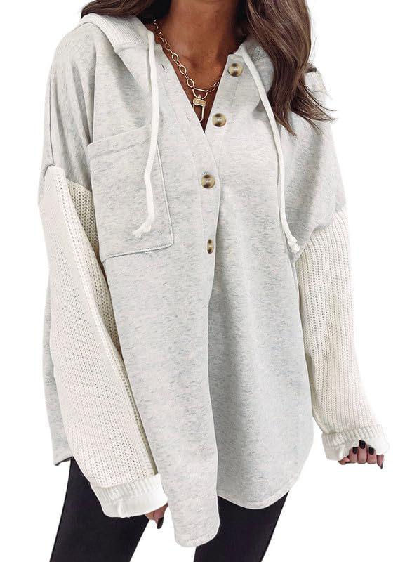 2026 Autumn/Winter European & American Style Loose Casual Button-Up Hooded Sweatshirt