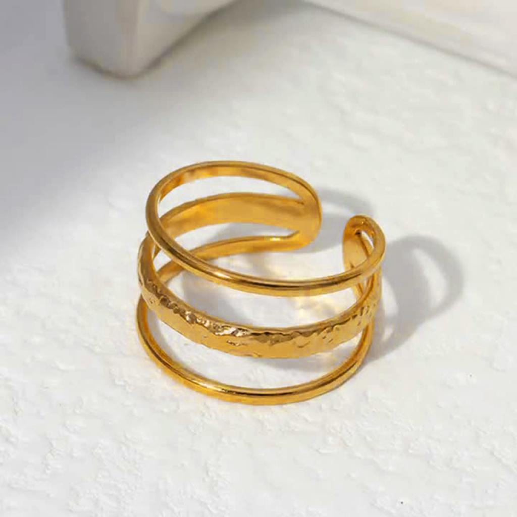 Asymmetrische geometrische Hohlringe aus Edelstahl für Damen, Schicke mehrschichtige Ringe mit unregelmäßiger Öffnung, Modeschmuck Geschenke