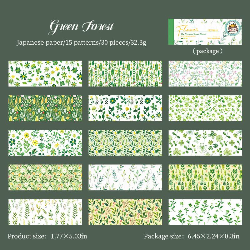 30Sheets/book Long Flower Stickers Gift Packaging Stickers Paper Material Handmade Account DIY Landscape Collage Decoration