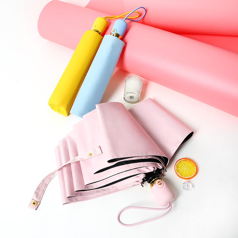 Automatic umbrella rain and shine vinyl cartoon cute sun umbrella creative tri-fold umbrella