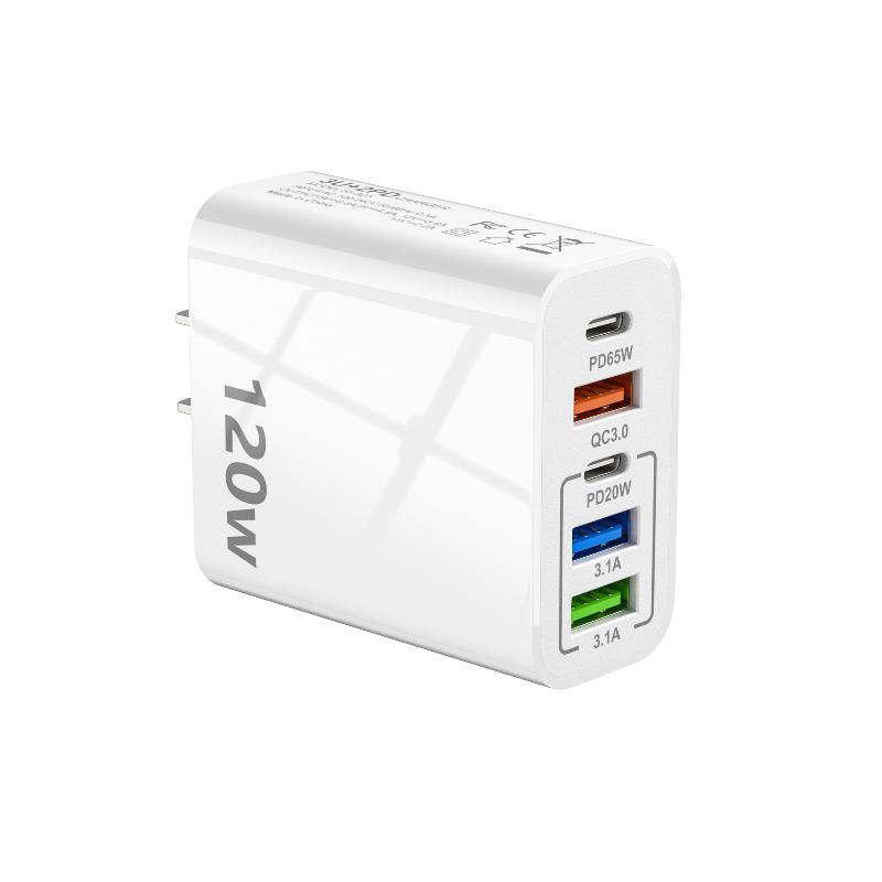 120W Fast Wall Charger With 3 Usb Qc30 Ports 2 Pd Fast Charging Ports For Travel Home Office Charging Phones Tablets Laptops