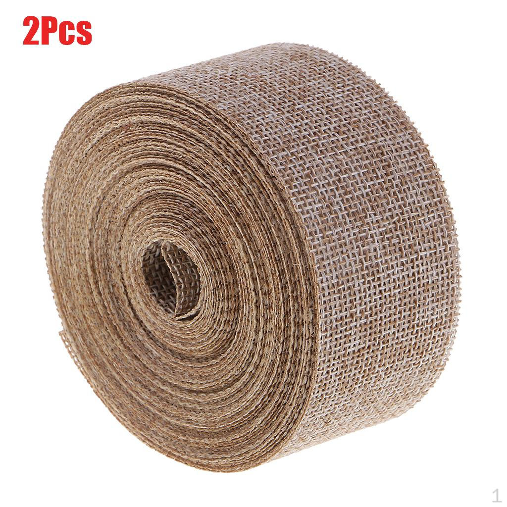 

2 Pcs/Set 10M Faux Jute Hessian Burlap Ribbon Linen Fabric Craft Party Birthday