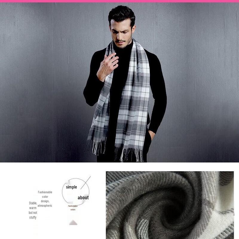 Hengyuanxiang 100% Wool Plaid Scarf