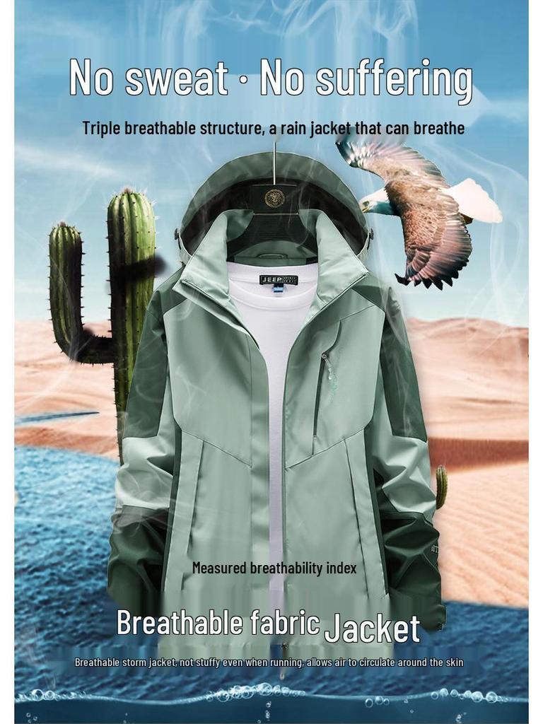 Women's and Men's Plus Size Waterproof Windproof Jacket for Spring and Autumn - Single Layer Coat for Outdoor and Mountaineering