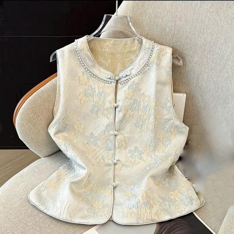 Double-Sided Layered Chinese Style Jacquard Vest for Middle-Aged & Elderly - Spring Qipao Vest