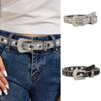 Bling Crystal Full Rhinestone Belt Adjustable Belts Fashion Glitter Waistband for Women Girls