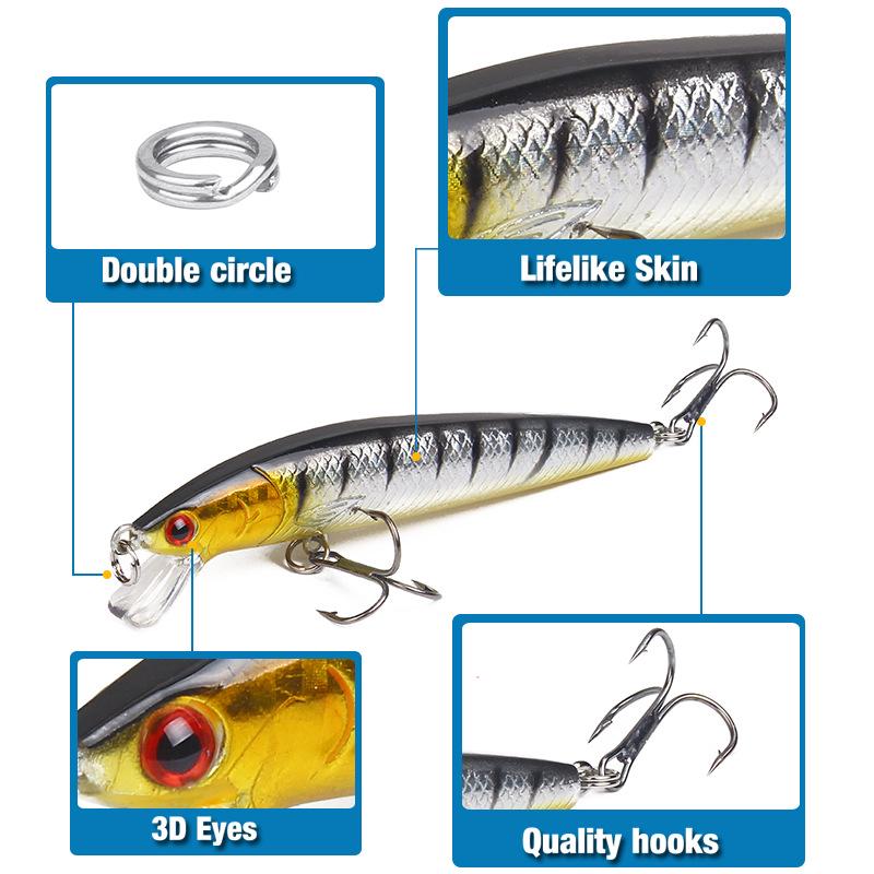 Luya Bait Mino Bait 10cm/9g Floating Water Sound Bead Simulation Bait Hard Bait Bait Fake Bait Fishing Gear Products