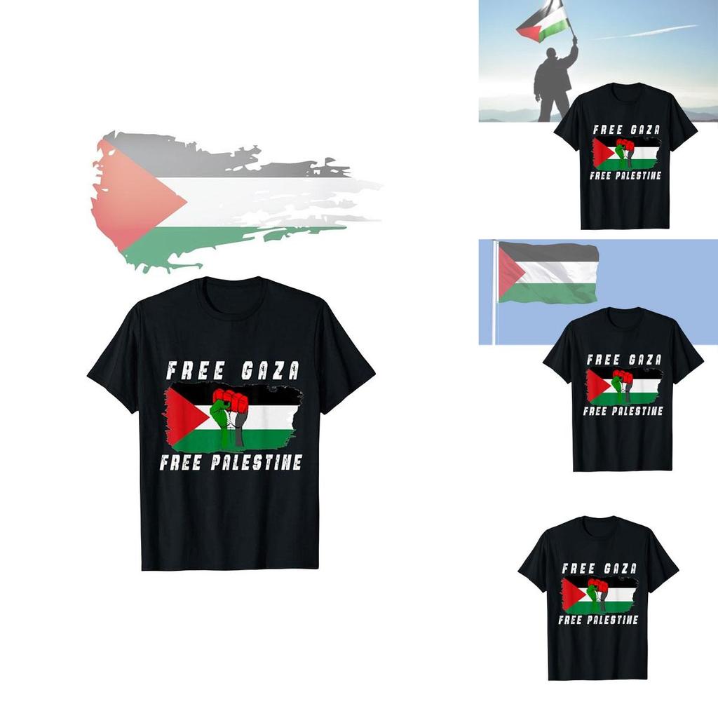 Free Palestine Cartoon Anime Short Sleeve T-shirt For Teenagers