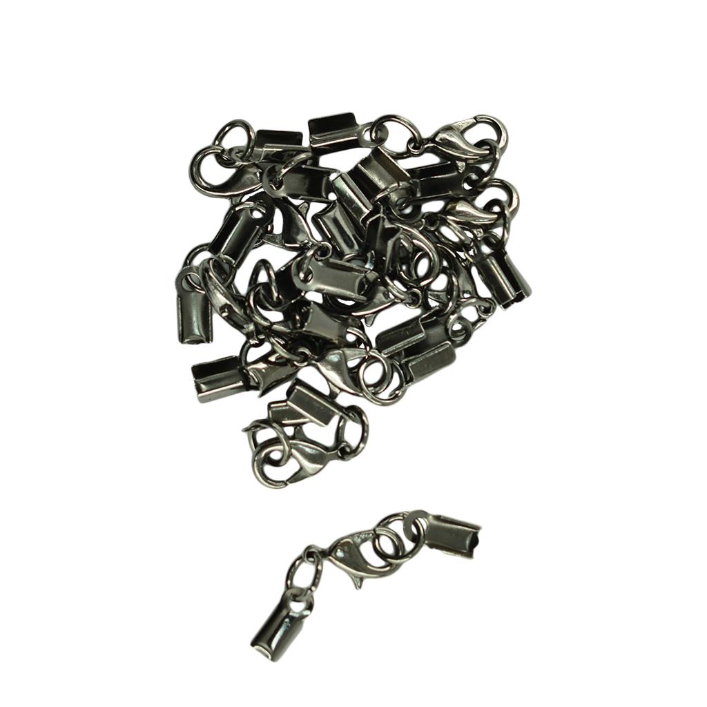 24 Pieces Multicolor Lobster Claw Clasp Leather Crimp Cord Clip Ends Crafts