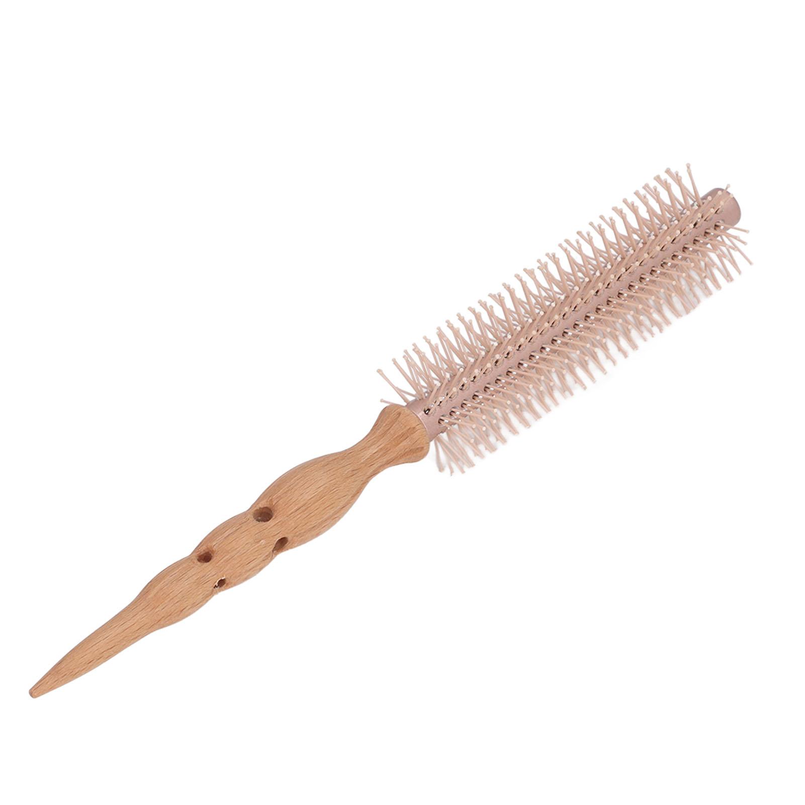 

Round Hair Brush Nylon Bristles Wood Barrel Comfortable Grip Professional Styling Tool for Salon Use