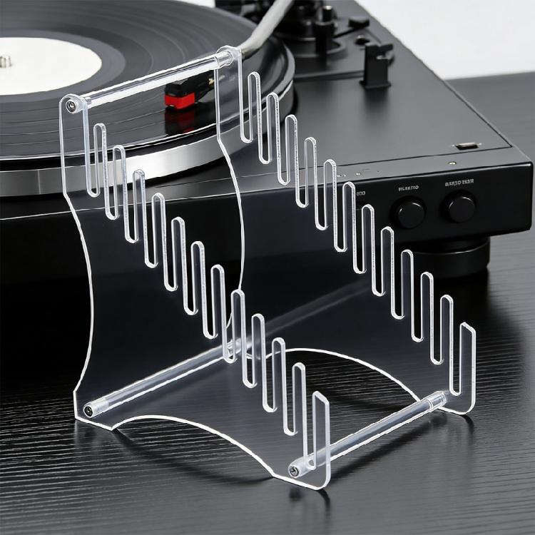 12 Slots Acrylic Record Storage Shelf Space Saving Vinyls Record Stand Storage Holder for Music Collection Album