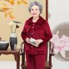 Yalu Elderly Women's Plush Warm Homewear Pajama Set
