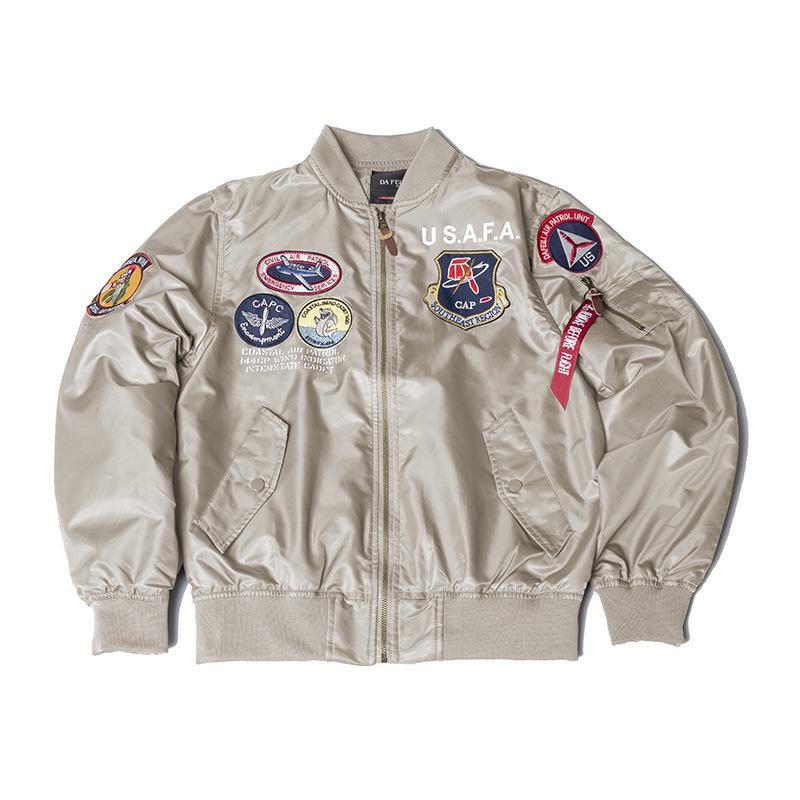 Trendy 2025 American Style Men's MA-1 Air Force Pilot Jacket with Badge Embroidery for Spring/Autumn.