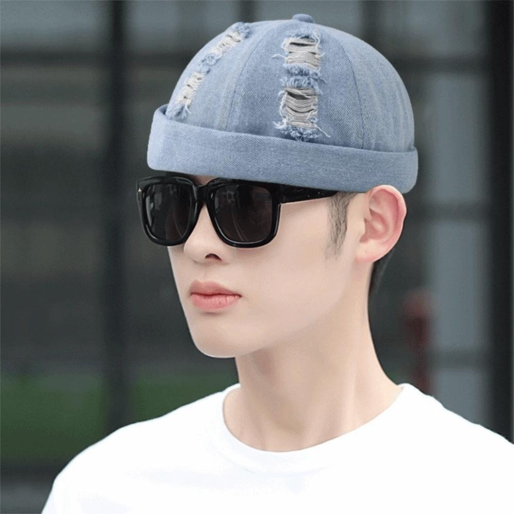 Denim Brimless Hat Dome Bucket Cap Simple Melon Docker Cap Streetwear