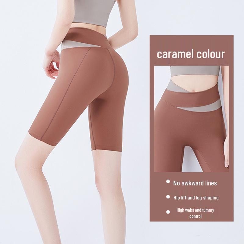 

Шорты для йоги с высокой талией и контролем живота: Женские фитнес-брюки кроссовер с эффектом «персика» S