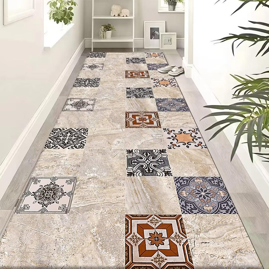 Retro Bohemia Style Long Corridor Carpet Luxury Kitchen Non-slip Rugs Washable Hallway Area Rugs Home Decor Hall Runner Alfombra