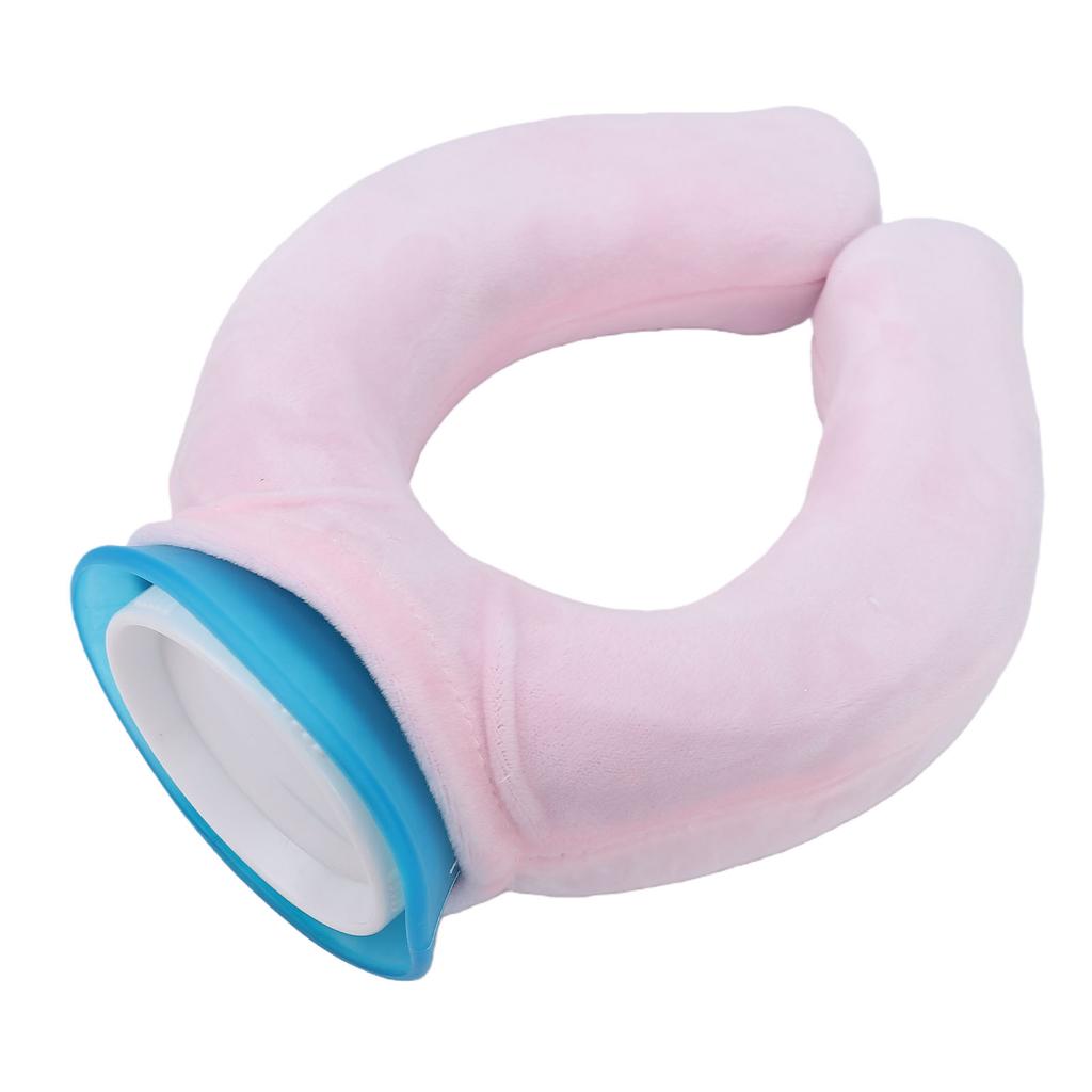 U Shaped Hot Water Bottle PVC Neck Hot Water Bottle Heating Pad with Detachable Cloth Cover Pink 900ml